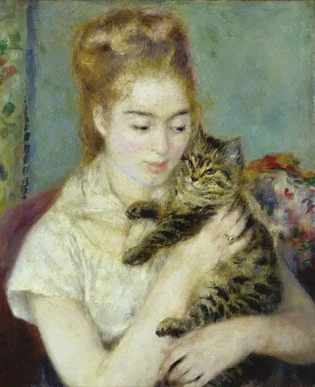 Woman with a Cat Pierre-Auguste Renoir